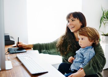 Mommy's doing what she does best! Working Parents